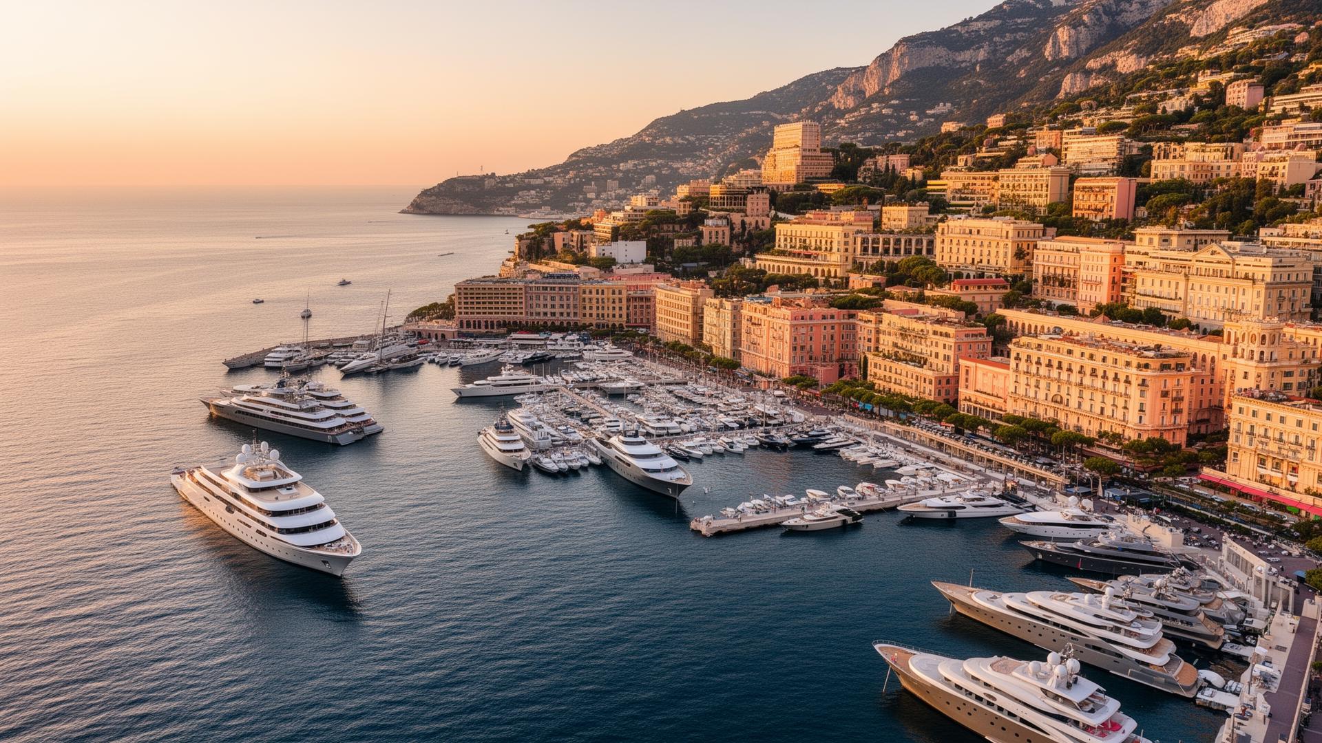 Monaco harbor at golden hour